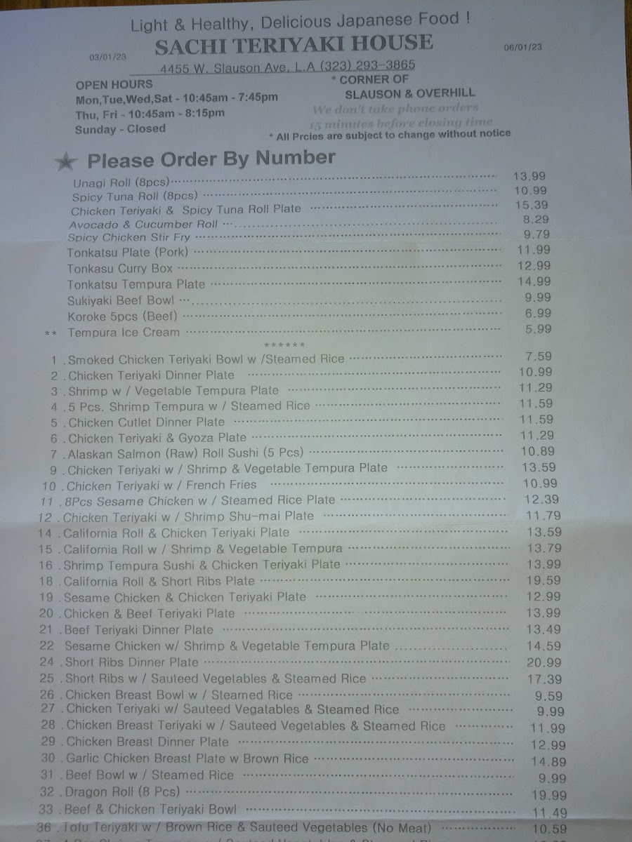 Sachi Teriyaki House Menu - Image 4